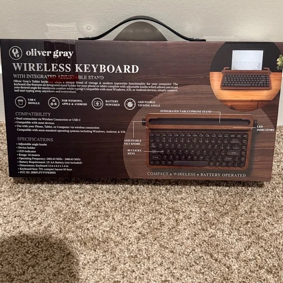 Oliver Gray Wireless Keyboard (dark brown) like new! Used once - Picture 2 of 3